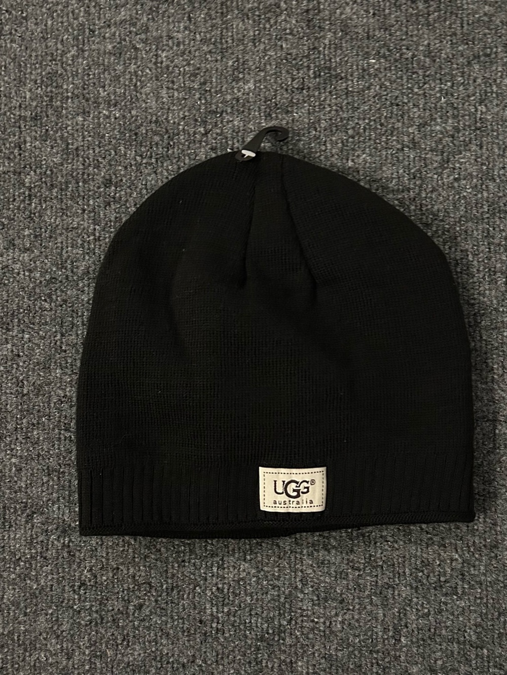 UGG Black Knit Beanie Faux Fur Lining NWOT